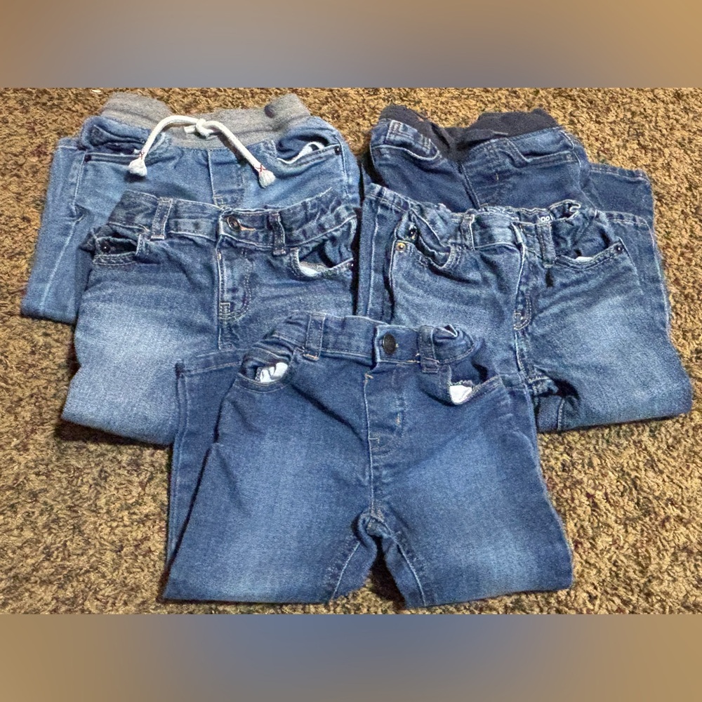 5pc Toddler Jeans Bundle 2T Denim Pants Lot Carters Cat & Jack